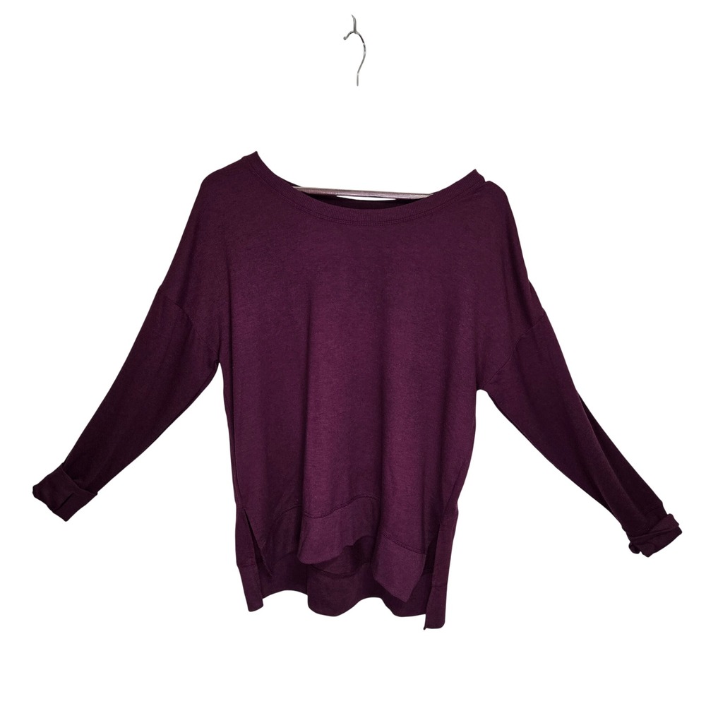 Avia Womens Plum Purple Long Sleeve High Low Sweatshirt Pullover L 12-14 RN52469